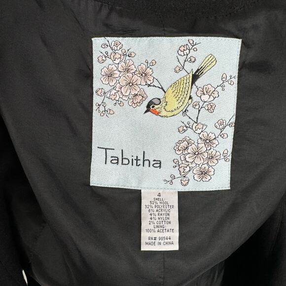 Anthropologie Tabitha Falling In Love Black Wool Blend Vest Ruffle Vneck Size 4 - Picture 8 of 9